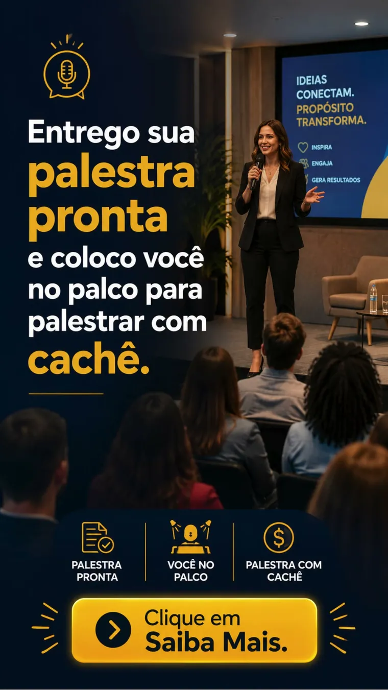 Estático: entrego sua palestra pronta e coloco você no palco para palestrar com cachê